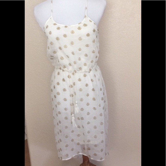Lucky Brand gold and cream sleeveless hi/low dress - Picture 2 of 7